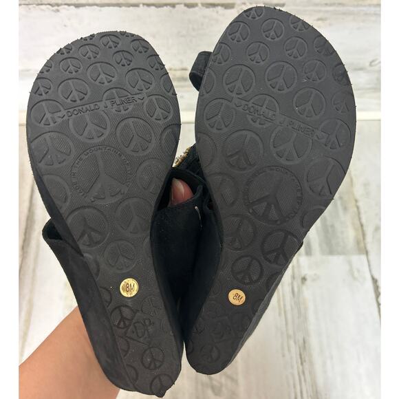 Donald J Pliner Women’s 8 Black Suede Gold Jeweled Slip-On Wedge Sandals Designe - Picture 5 of 7
